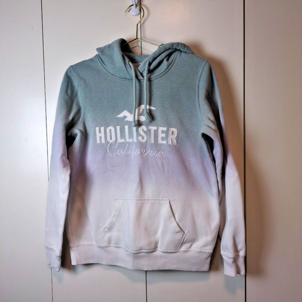 Hollister Women's M Medium Sweatshirt Hoodie Ombré Blue Purple White Logo